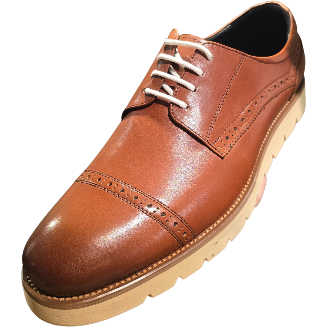 Revic 男裝皮鞋 | CH-11|  啡色橫式德比皮鞋