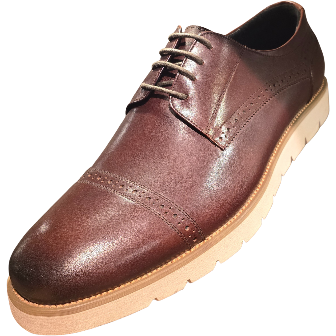 Revic 男裝皮鞋 | CH-12|  深啡色橫式德比皮鞋