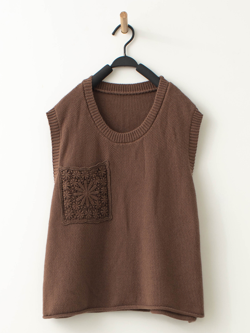 下擺捲邊口袋背心側抓皺上衣拚色長褲組合