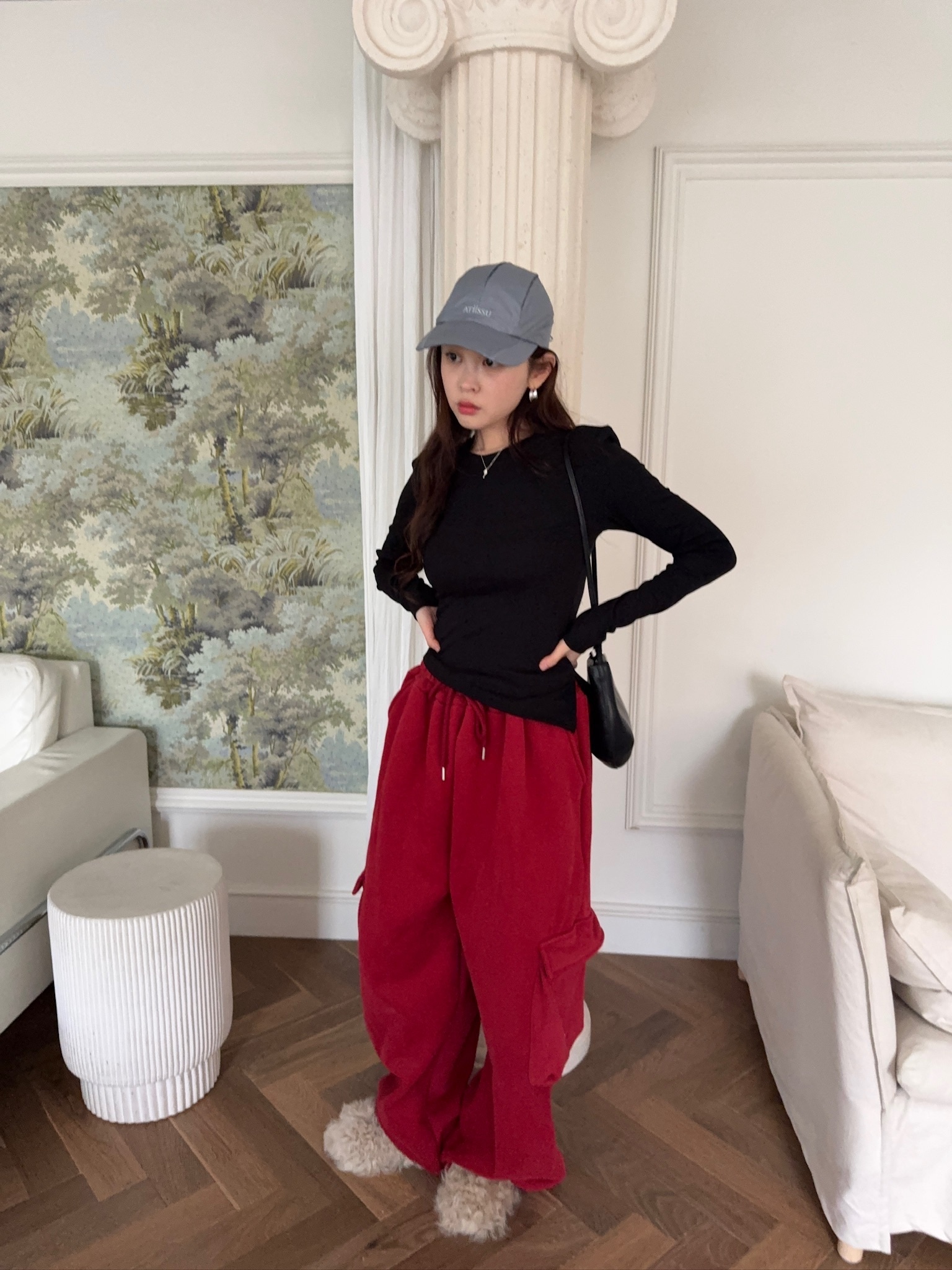 J27/ 衣襬斜開衩長袖上衣 (有墊肩)