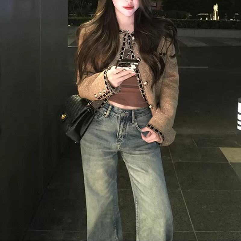 羊毛粗花泥 古金長版外套