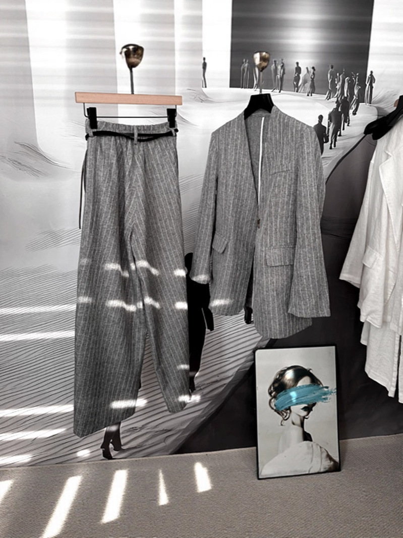 都會CHILL 條紋西裝套裝(2件組)