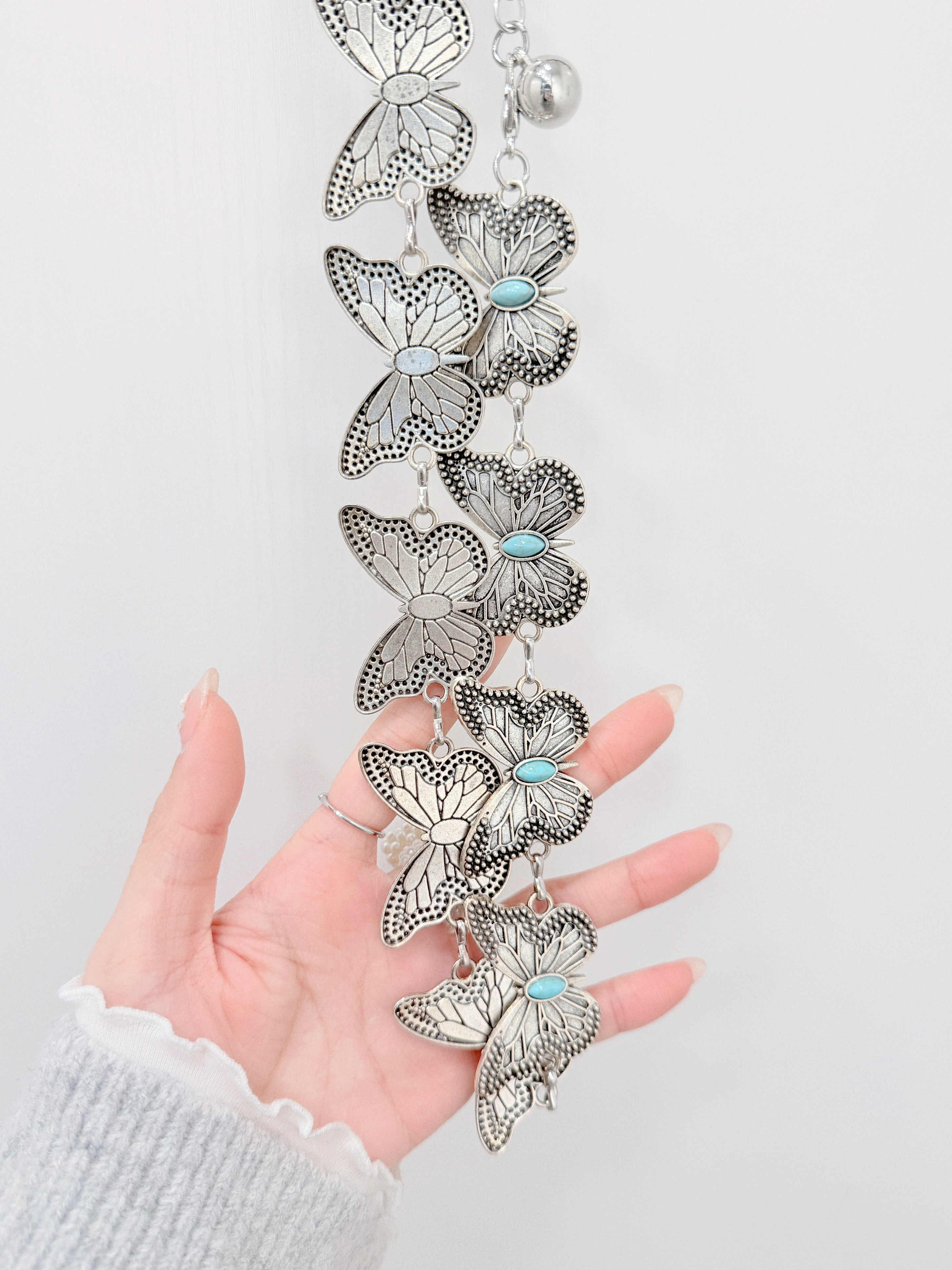 A0129｜超美！藍石立體蝴蝶腰鏈🦋