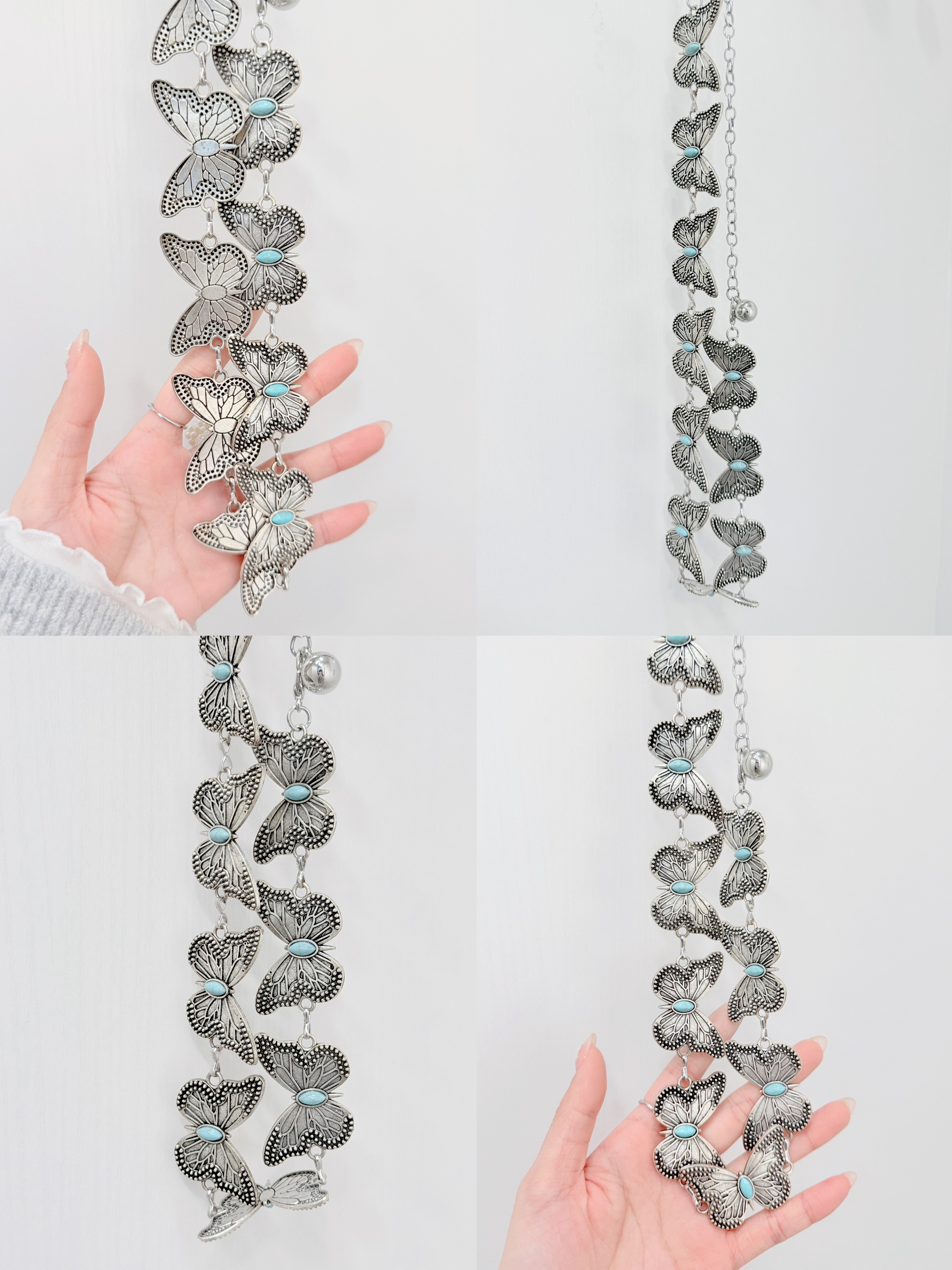 A0129｜超美！藍石立體蝴蝶腰鏈🦋