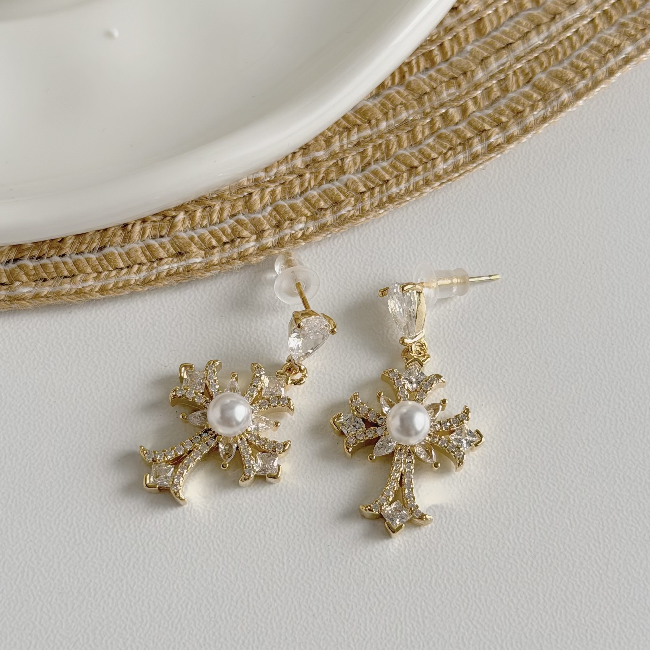 A200滿鑽十字架珍珠垂吊