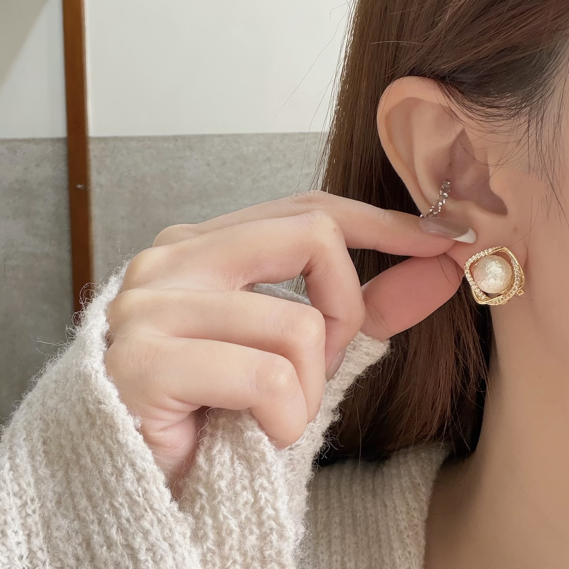 A197排鑽方塊棉花珍珠耳針