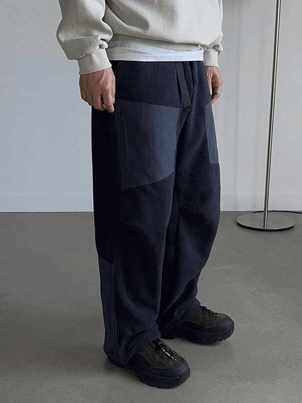 刷毛拼接工裝褲