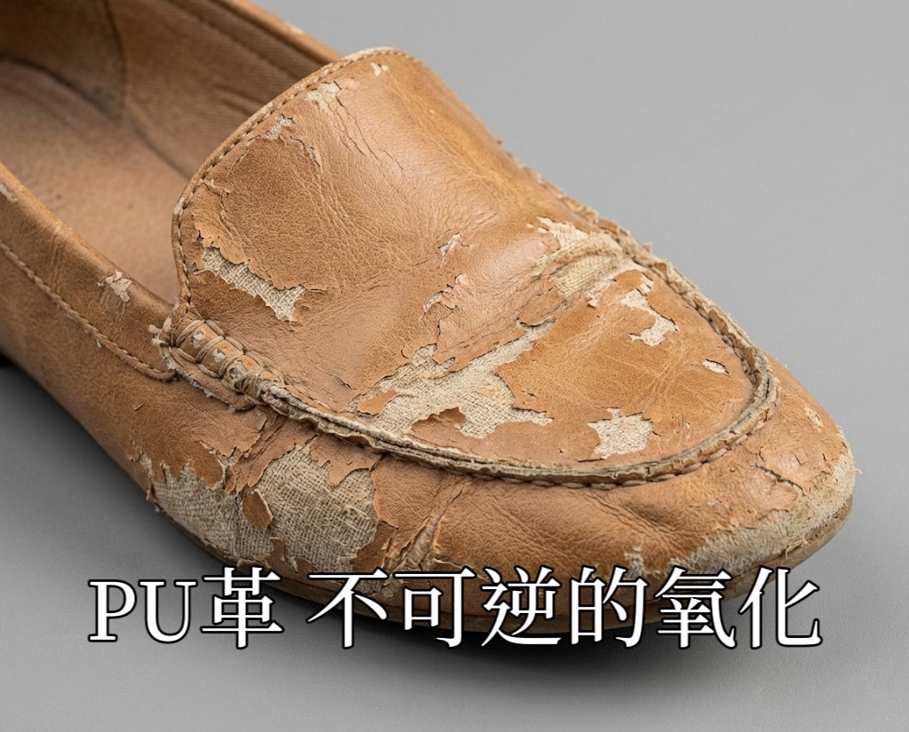 PU 合成皮鞋的耐用度差異，解析真皮可透過清潔保養解決發霉問題，延長使用壽命，而合成皮受潮易水解掉皮，強調投資真皮懶人鞋的高 CP 值與環保價值。