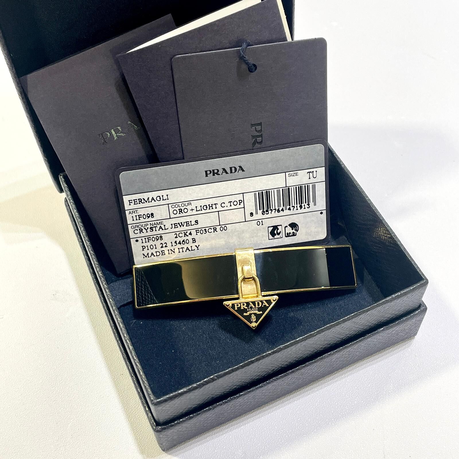全新PRADA  HAIR CLIP 黑色金扣, 普拉達髮夾 #BRAND NEW #香榭站正品