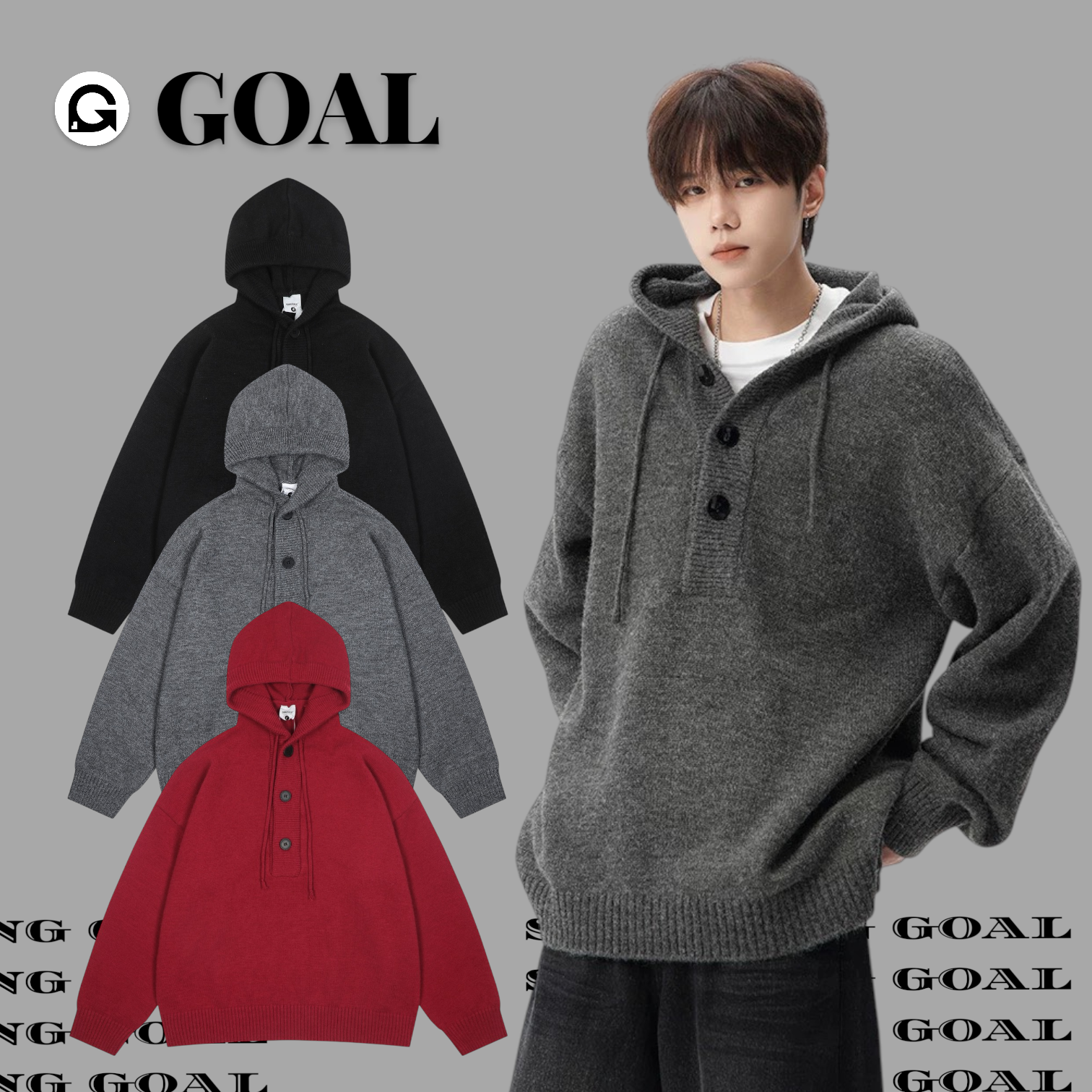 (GOAL) 美式針織連帽毛衣 BANG6060