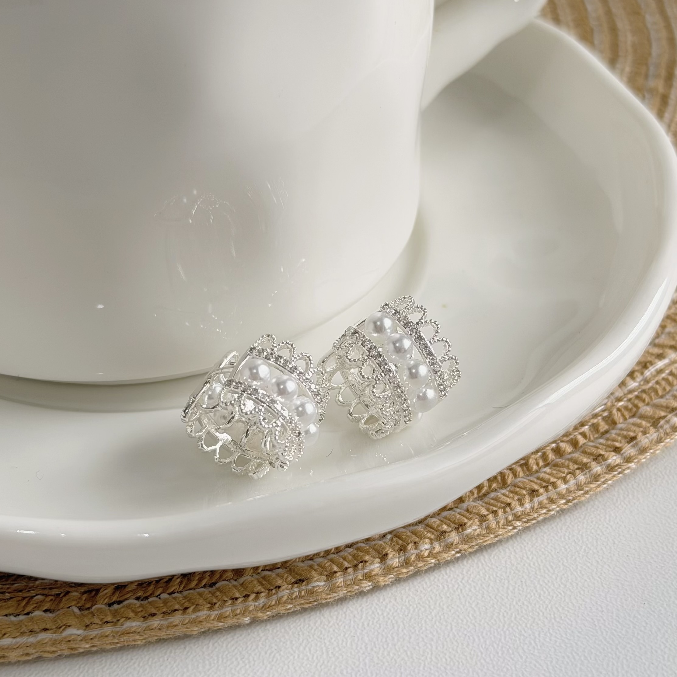 A189排鑽蕾絲珍珠易扣