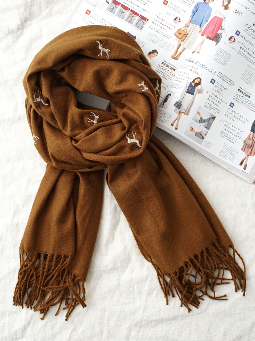 踏雪麋鹿流蘇圍巾(4色)