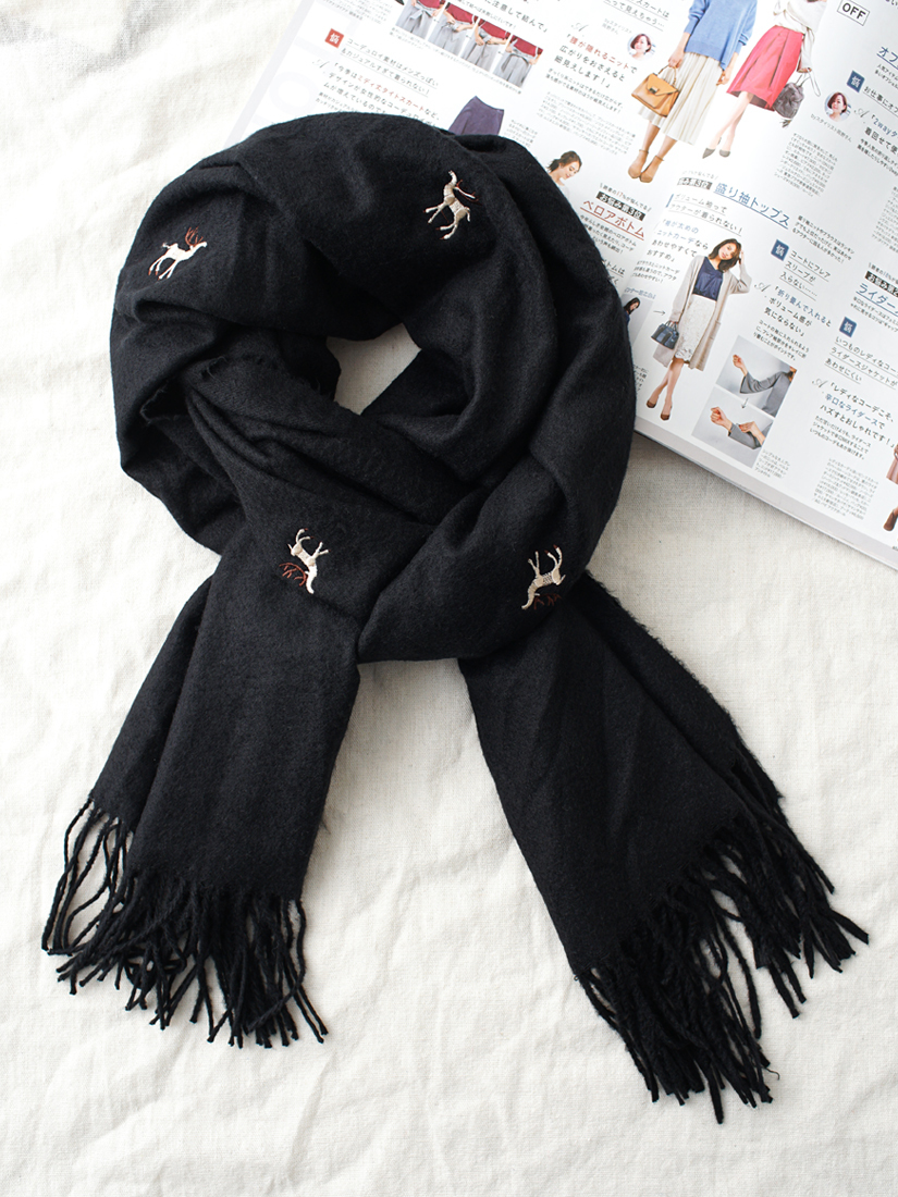 踏雪麋鹿流蘇圍巾(4色)