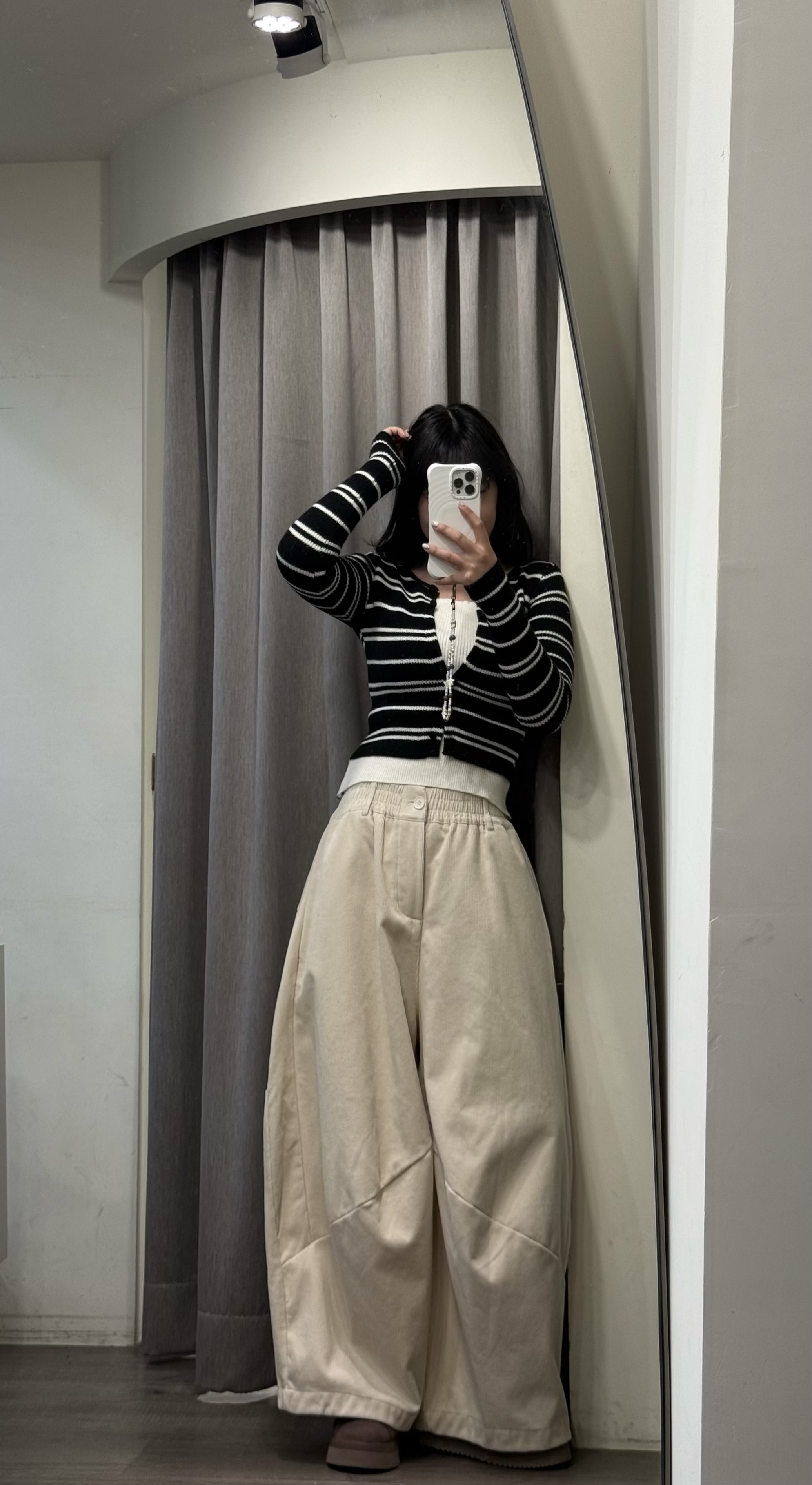 燈芯絨厚磅闊腿褲