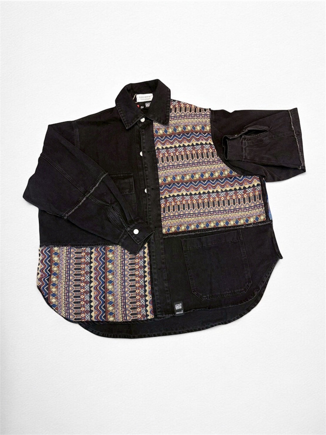 Annstudio / 圖騰拼接長版外套