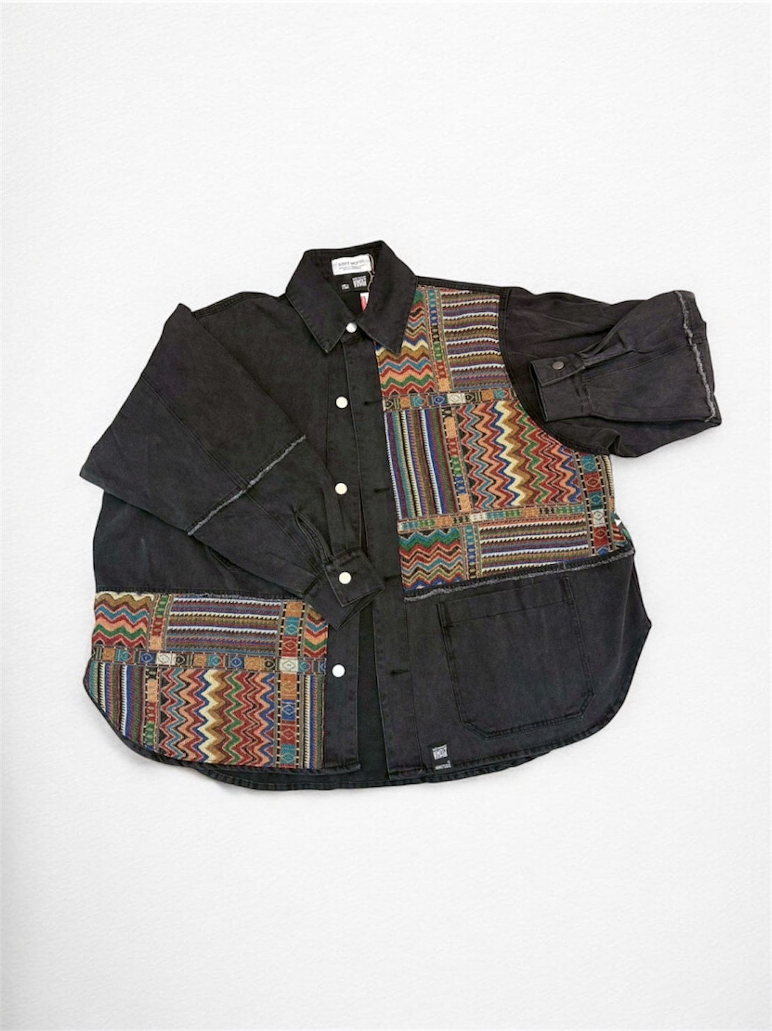 Annstudio / 圖騰拼接長版外套