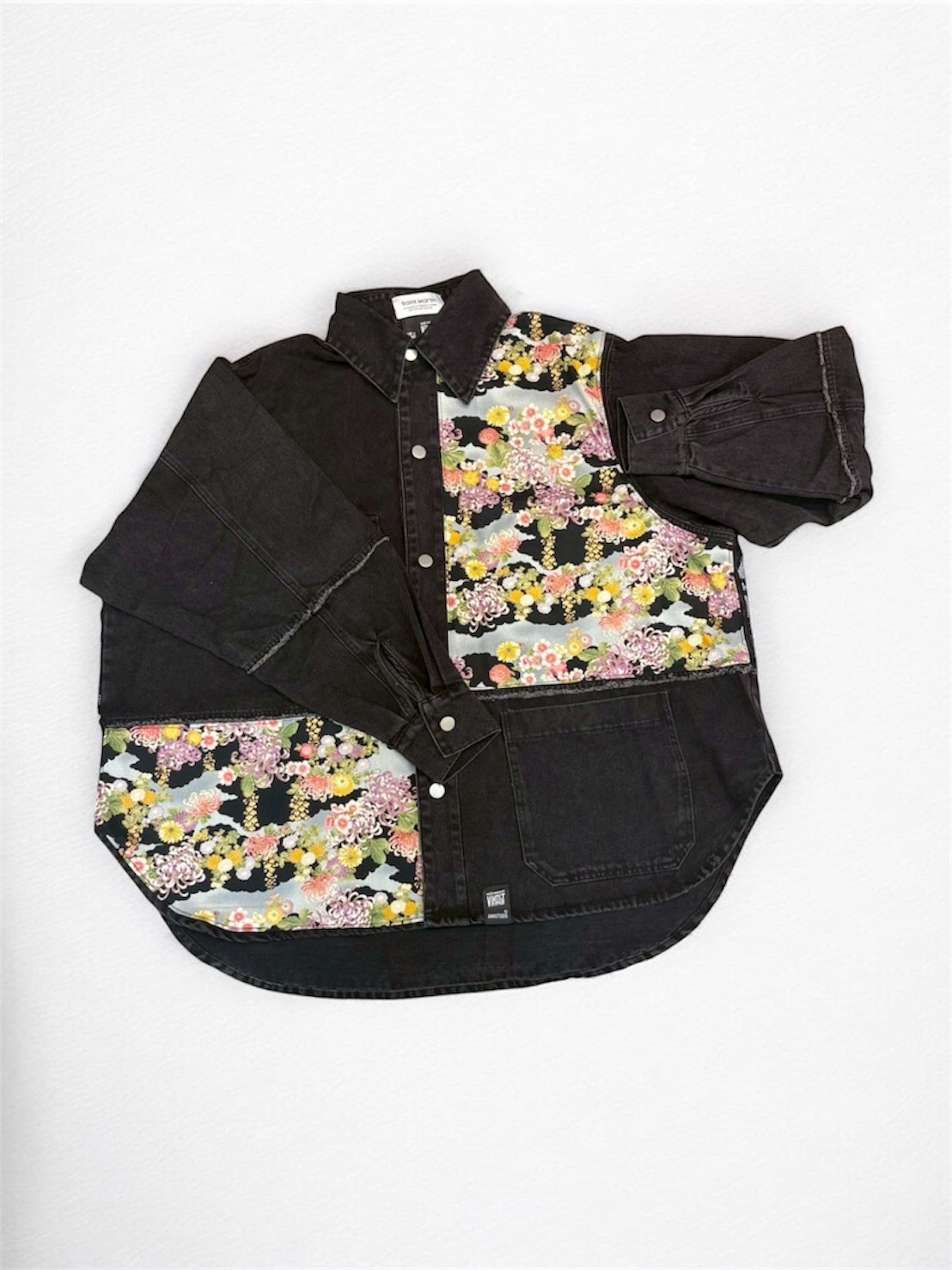 Annstudio / 圖騰拼接長版外套