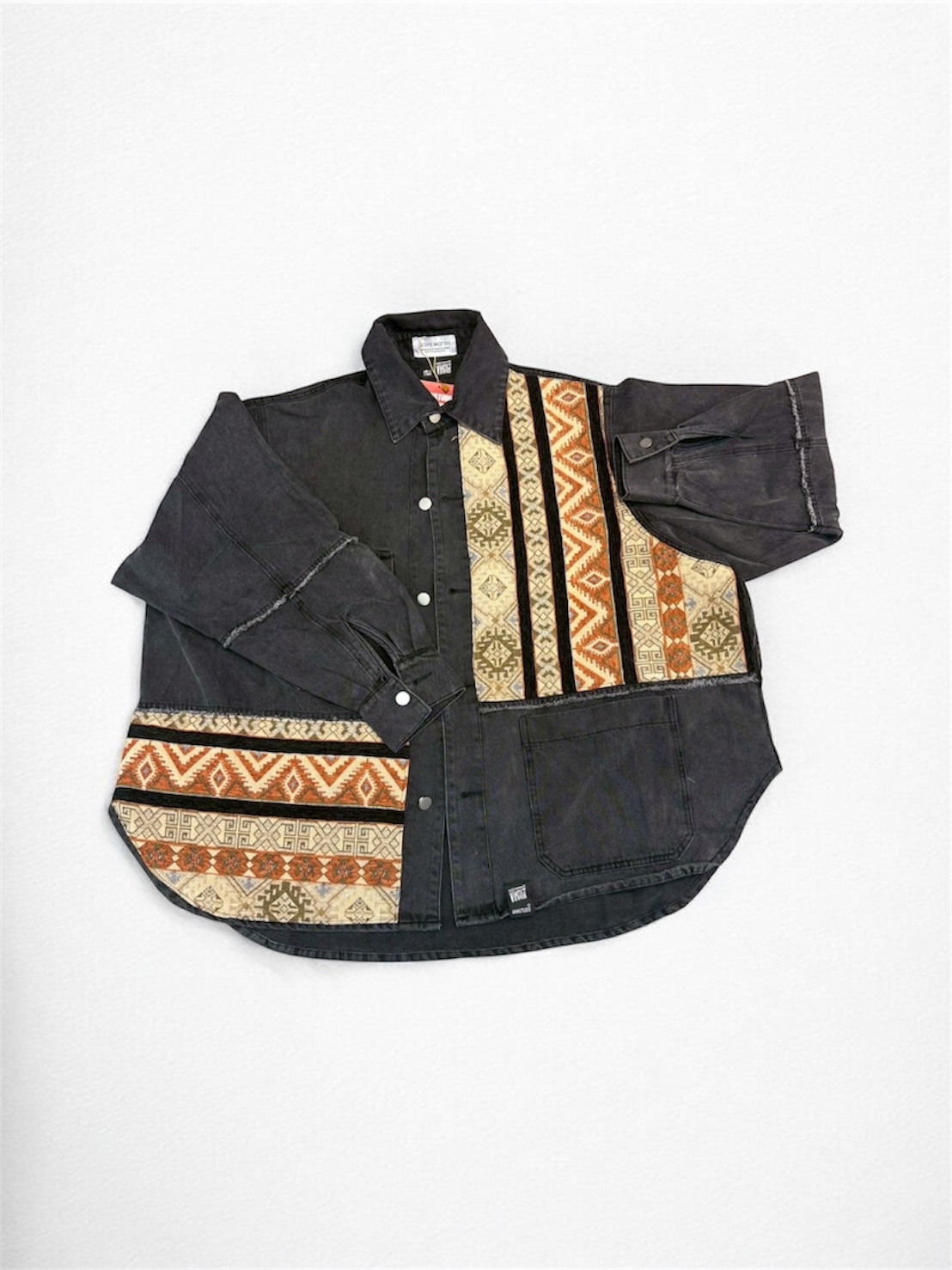 Annstudio / 圖騰拼接長版外套