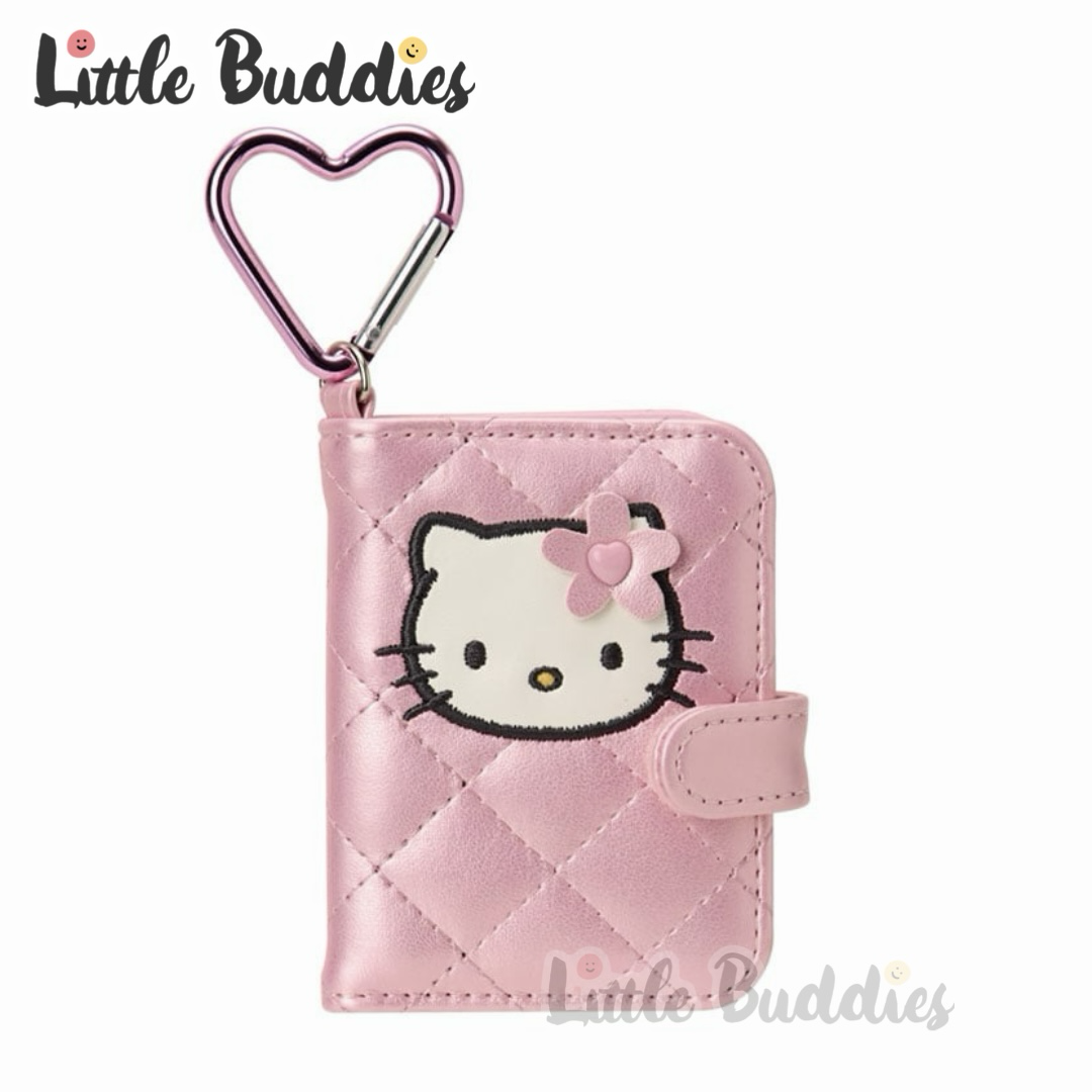 日本 Sanrio Hello Kitty 絎縫格紋款系列 第二彈 - 迷你鏡連心形扣