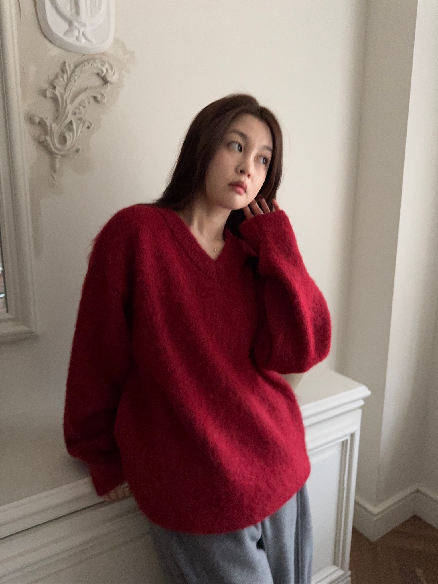 J50/ 混羊毛15% V領毛衣