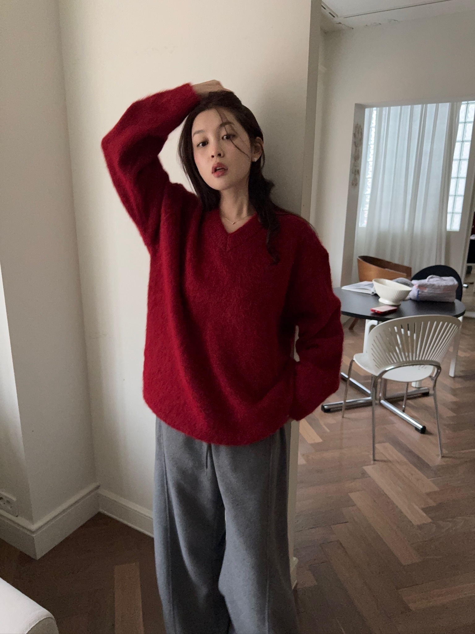 J50/ 混羊毛15% V領毛衣