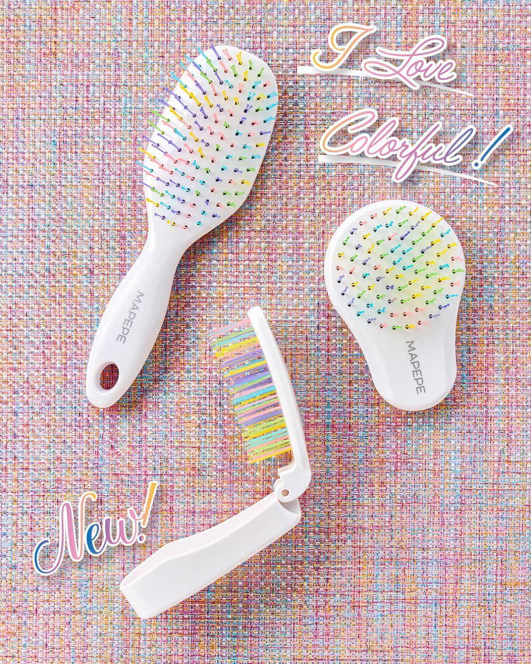 Detangling Brush Folding Pocket 柔順護髮梳（摺疊口袋款） - Colorful Party 彩色