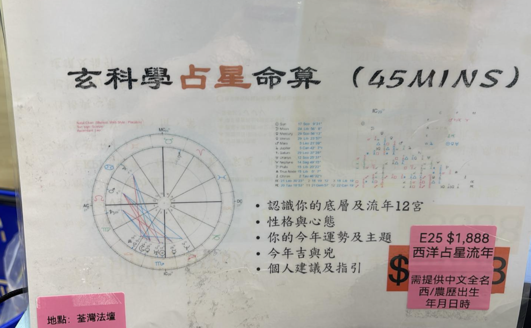 DL260110-E25 西洋流年占星服務45分鐘（線上/線下都可）（需提供中文全名，出生地，出生年月日時分）