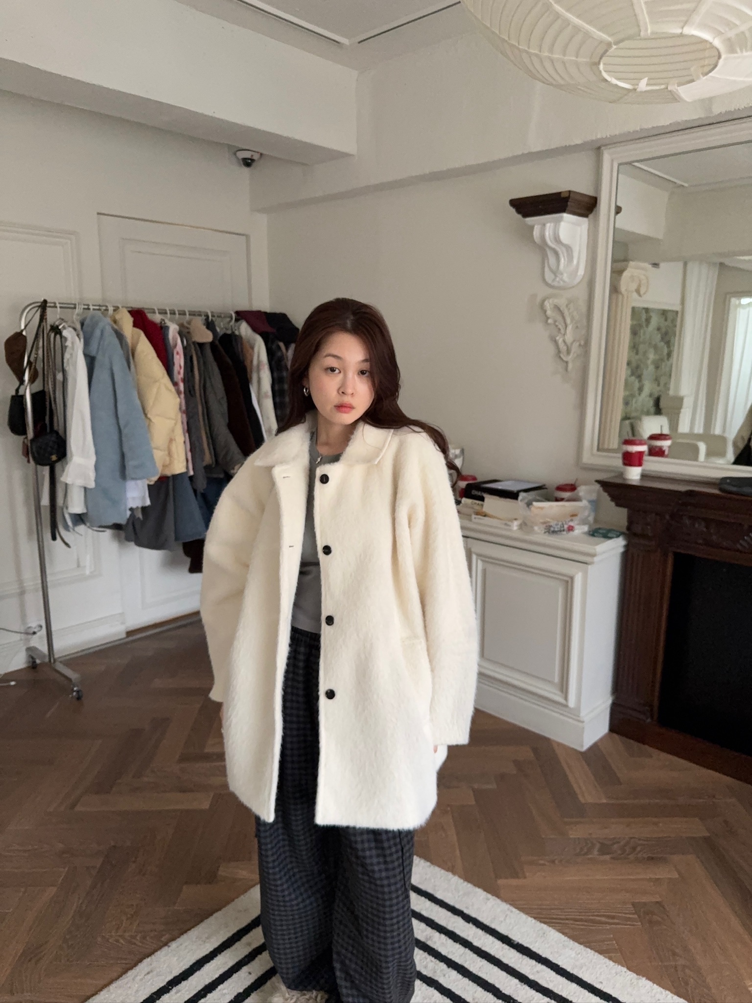 J52/ 混羊毛30%中長版大衣外套