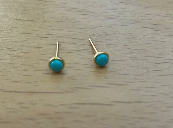 TK003 CC-1 圓形綠松耳釘