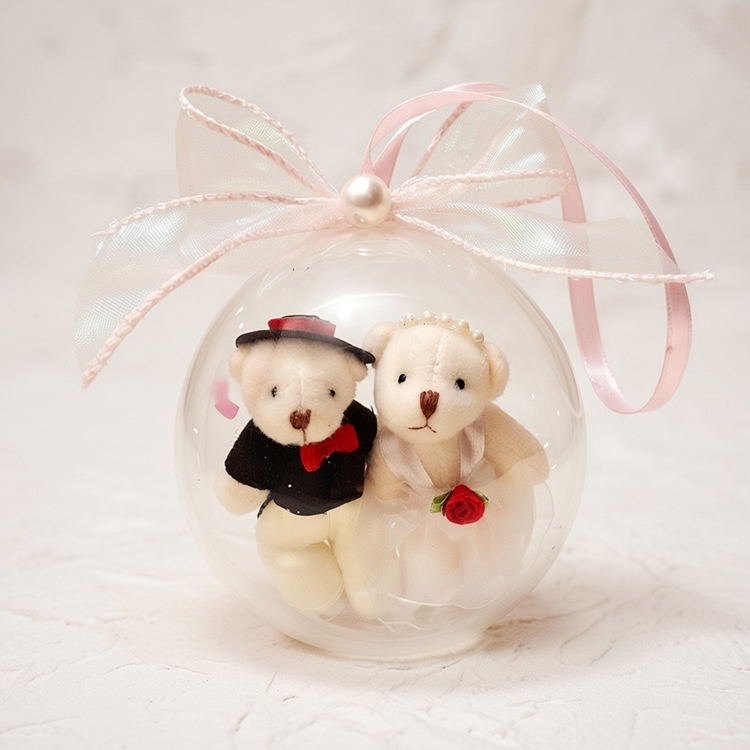 10CM結婚熊甜蜜透明壓克力圓球,婚禮小物