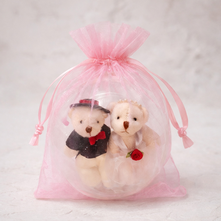 10CM結婚熊甜蜜透明壓克力圓球,送雪紗袋,婚禮小物