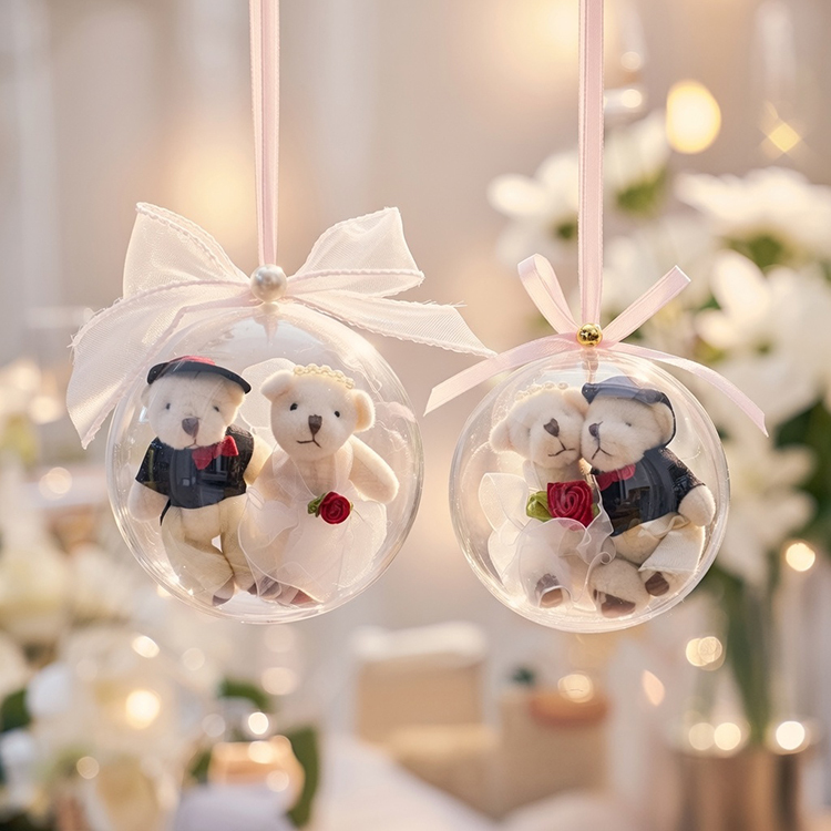 10CM結婚熊甜蜜透明壓克力圓球,婚禮小物
