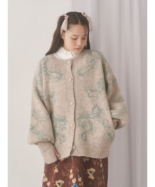 merry jenny / ribbon jacquard knit cardigan