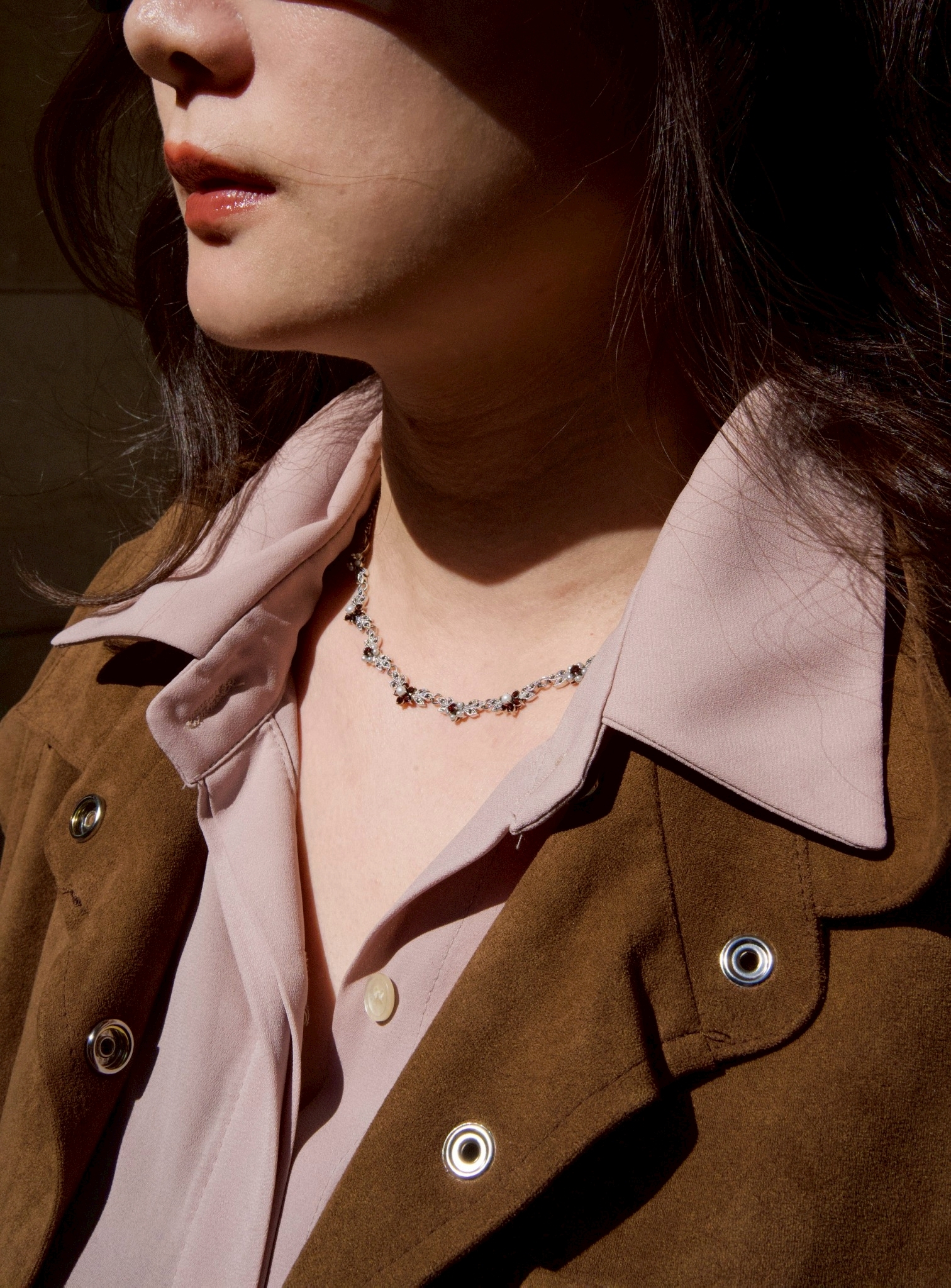 花型石榴石項鍊（OP2188)