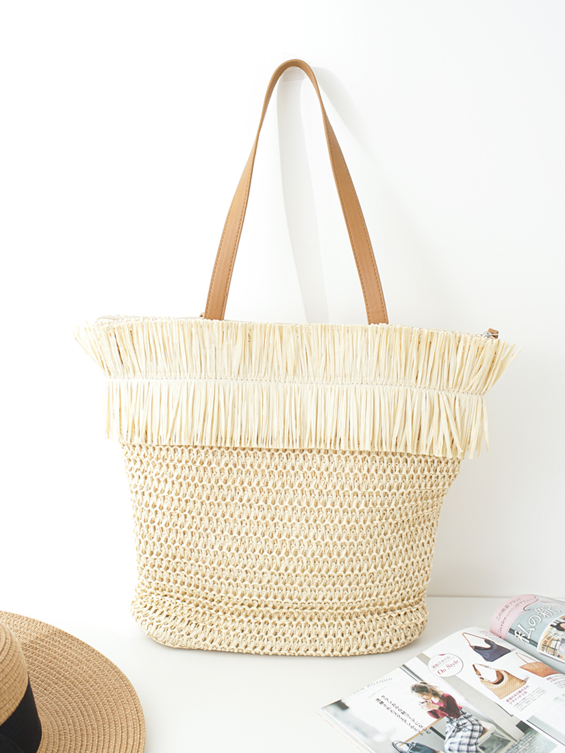 渡假感草編流蘇肩背包(2色)