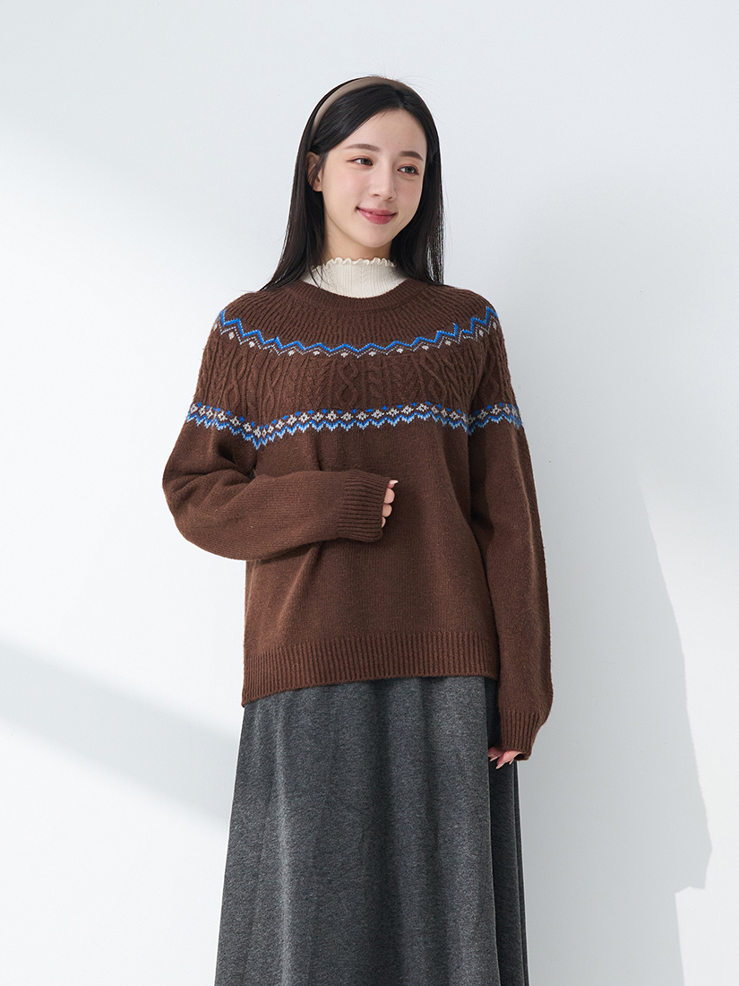 圓領針織毛衣立領上衣顯瘦針織A字裙組合