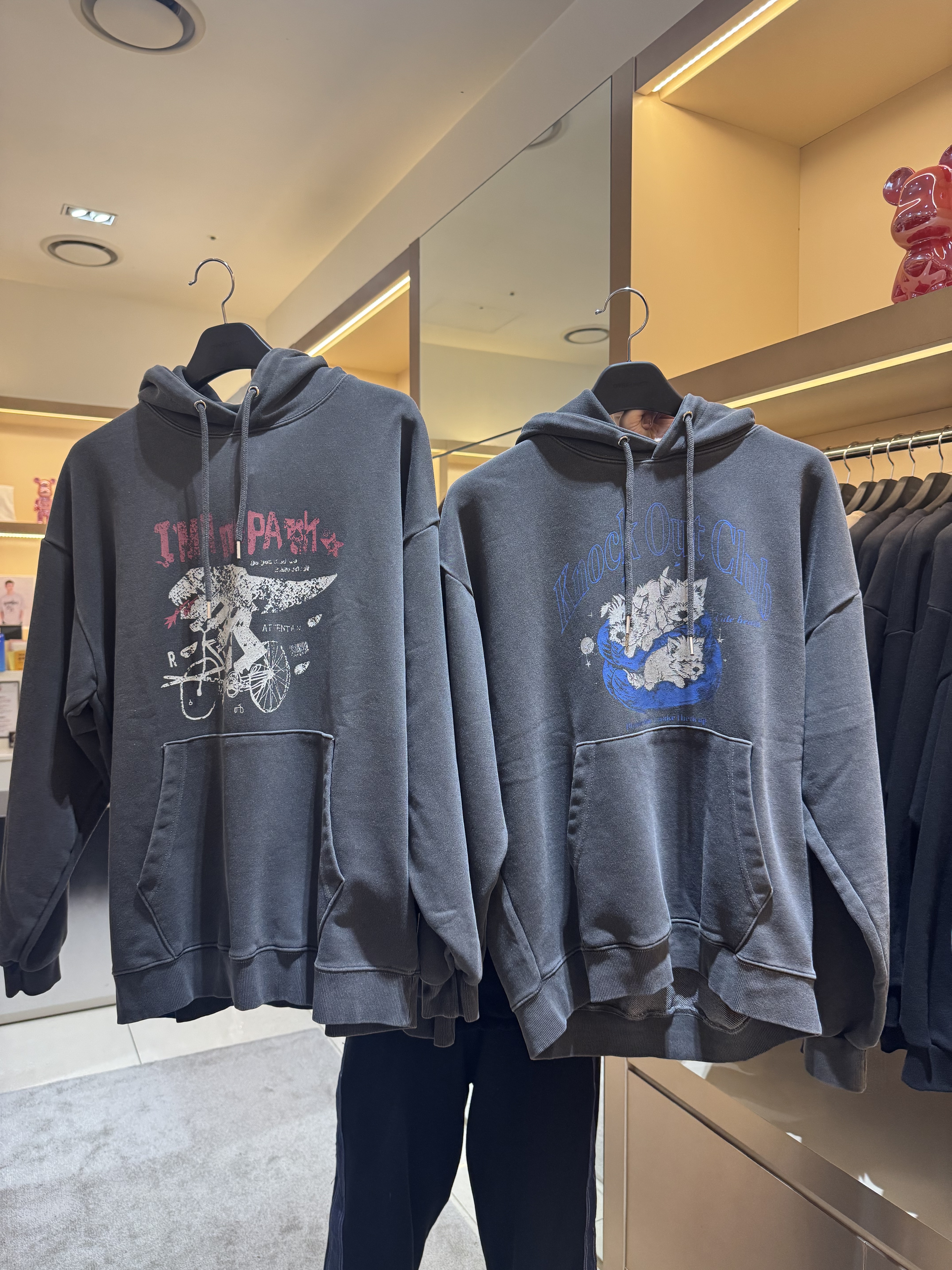 A1DY15 圖案衛衣*灰色*恐龍/狗仔