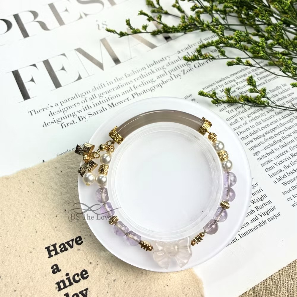 DS The Lovers｜蝶戀紫夢・瑪瑙彎管紫水晶粉晶手鍊 (Violet Dream)