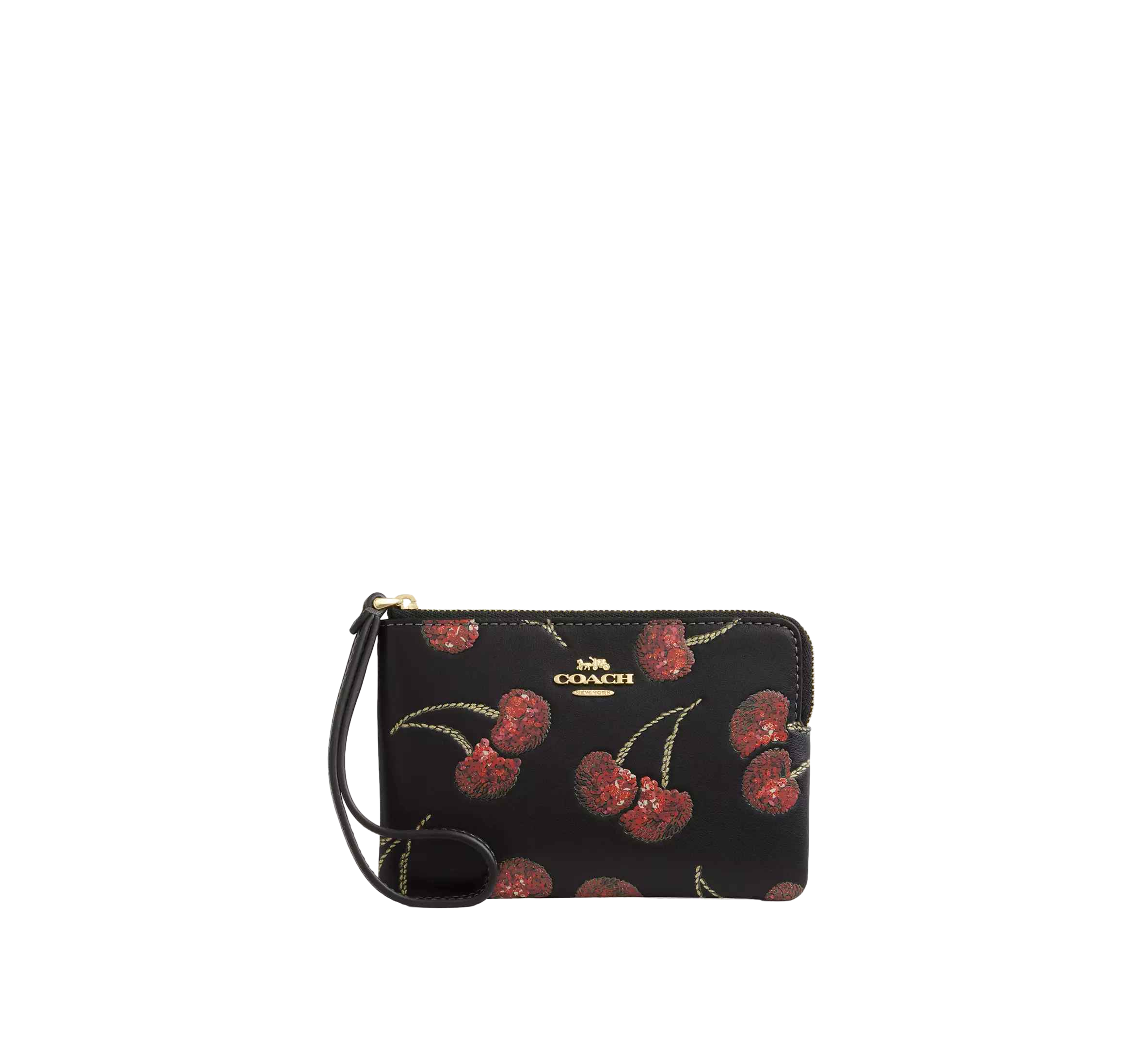 【Coach Outlet】Corner Zip Wristlet With Cherry Print  櫻桃