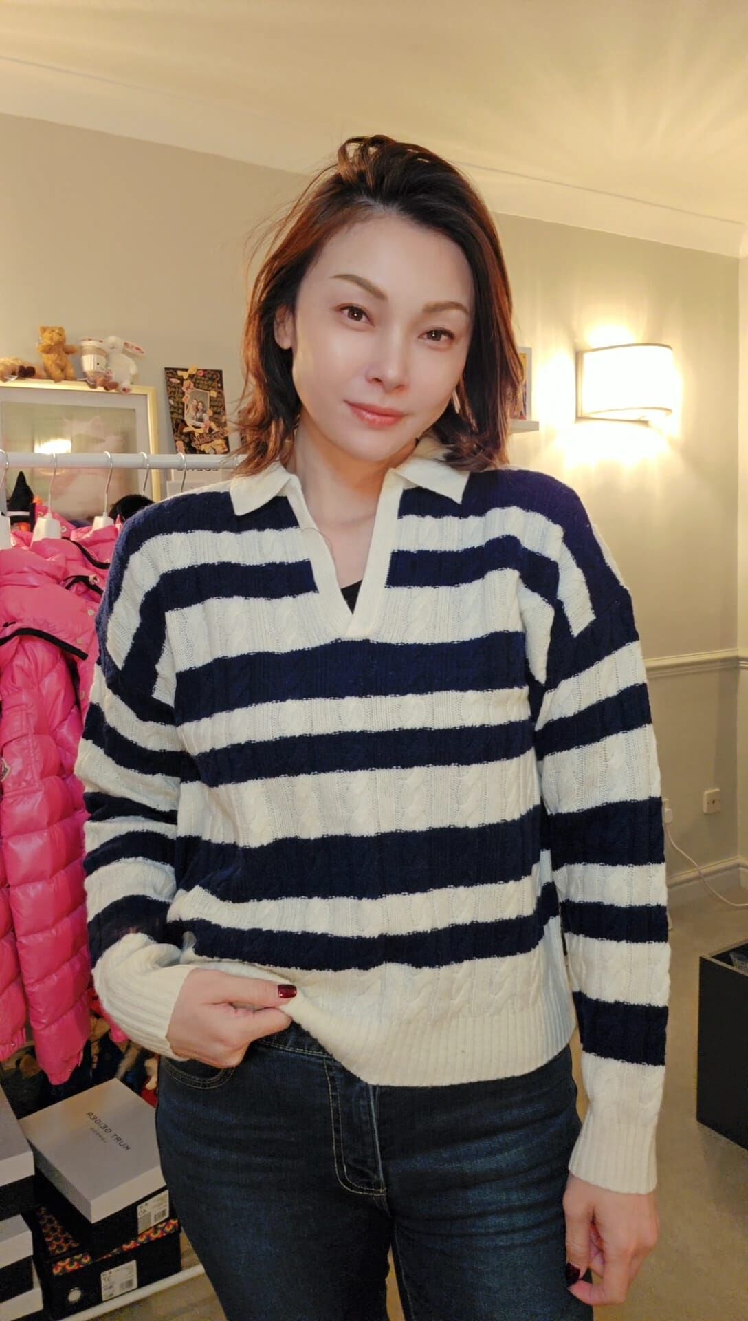 英國代購 (獨立訂單)-MERCER & MADISON Blue & White Striped Varsity Jumper 🎄🎄香港現貨🎄🎄