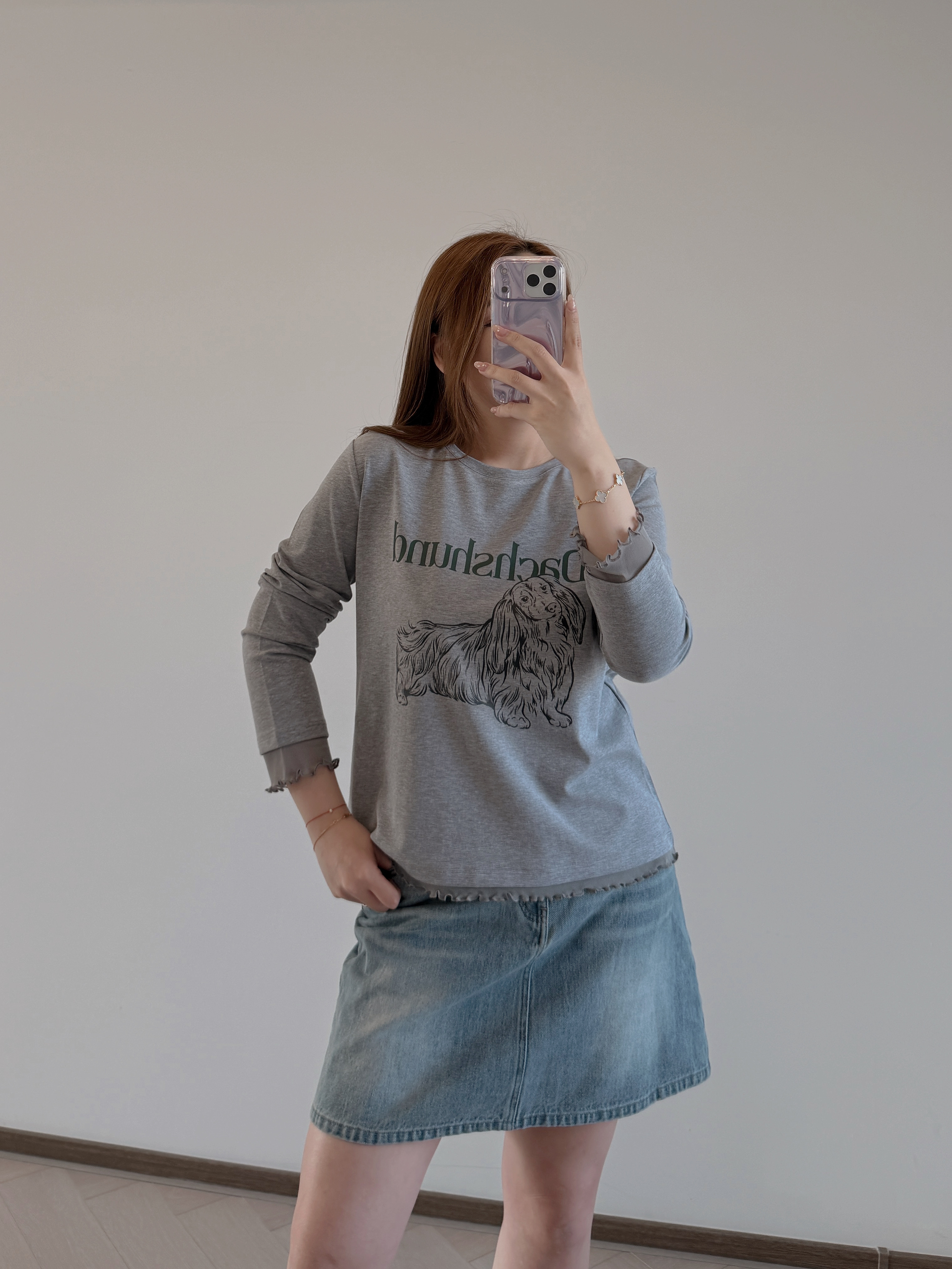 現貨 7360 Lovely Doggy 網紗邊Print Tee