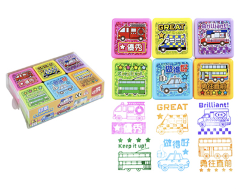 香港特色交通工具 六粒庄方形印章 印仔 SV08035B