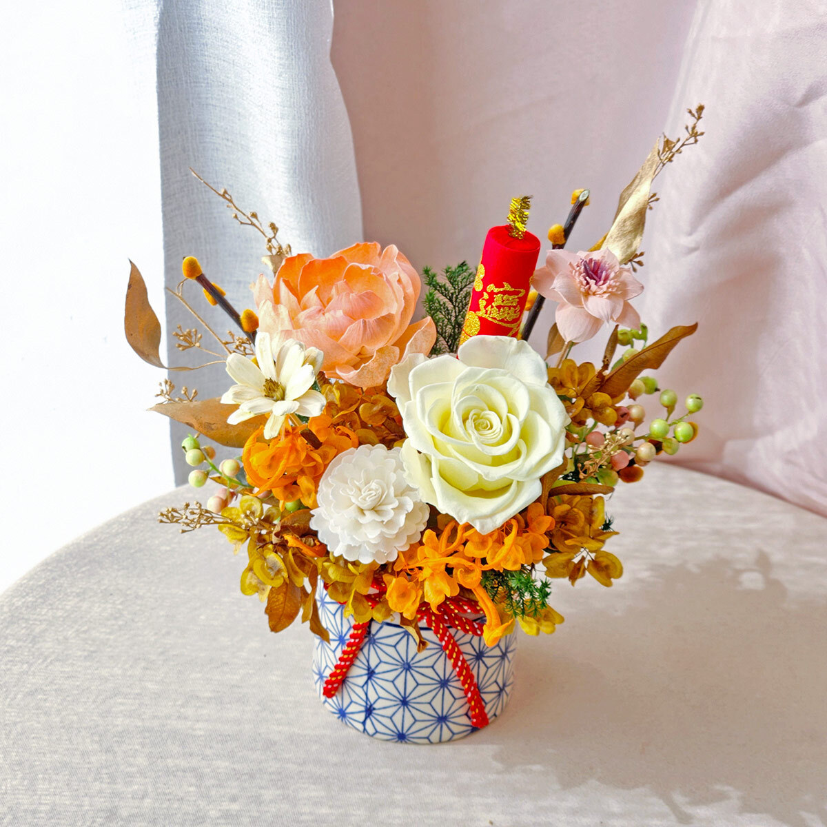 T08｜順風順水新年桌花｜乾燥花/永生花｜春節桌花/新年花禮