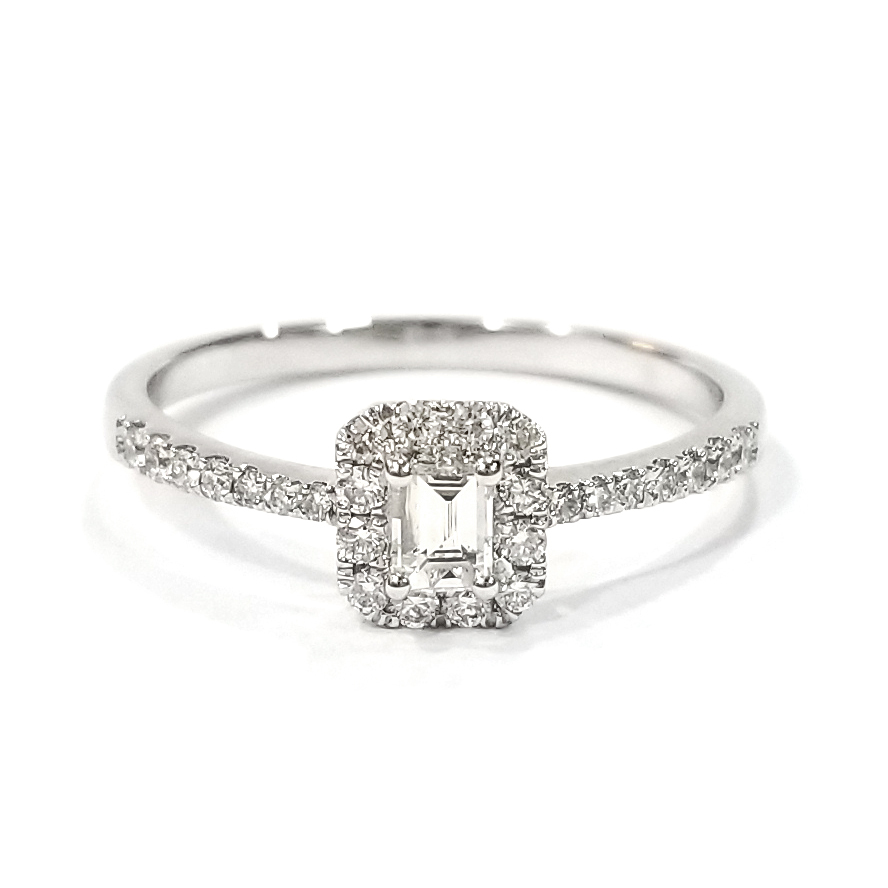 PT950 鉑金天然鑽石梯方戒指