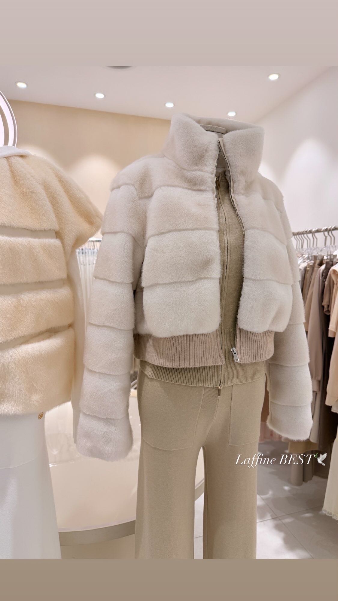 絕美氣質之選！- Onni 淡淡粉奶油仿水貂環保皮草