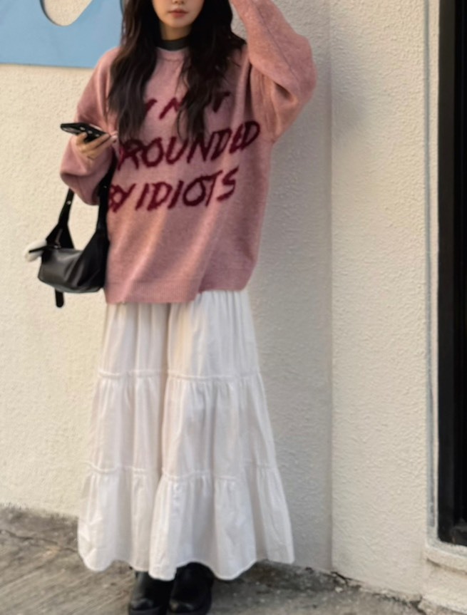 <男女共穿的天花板💫> I'M NOT 字母拼接針織毛衣