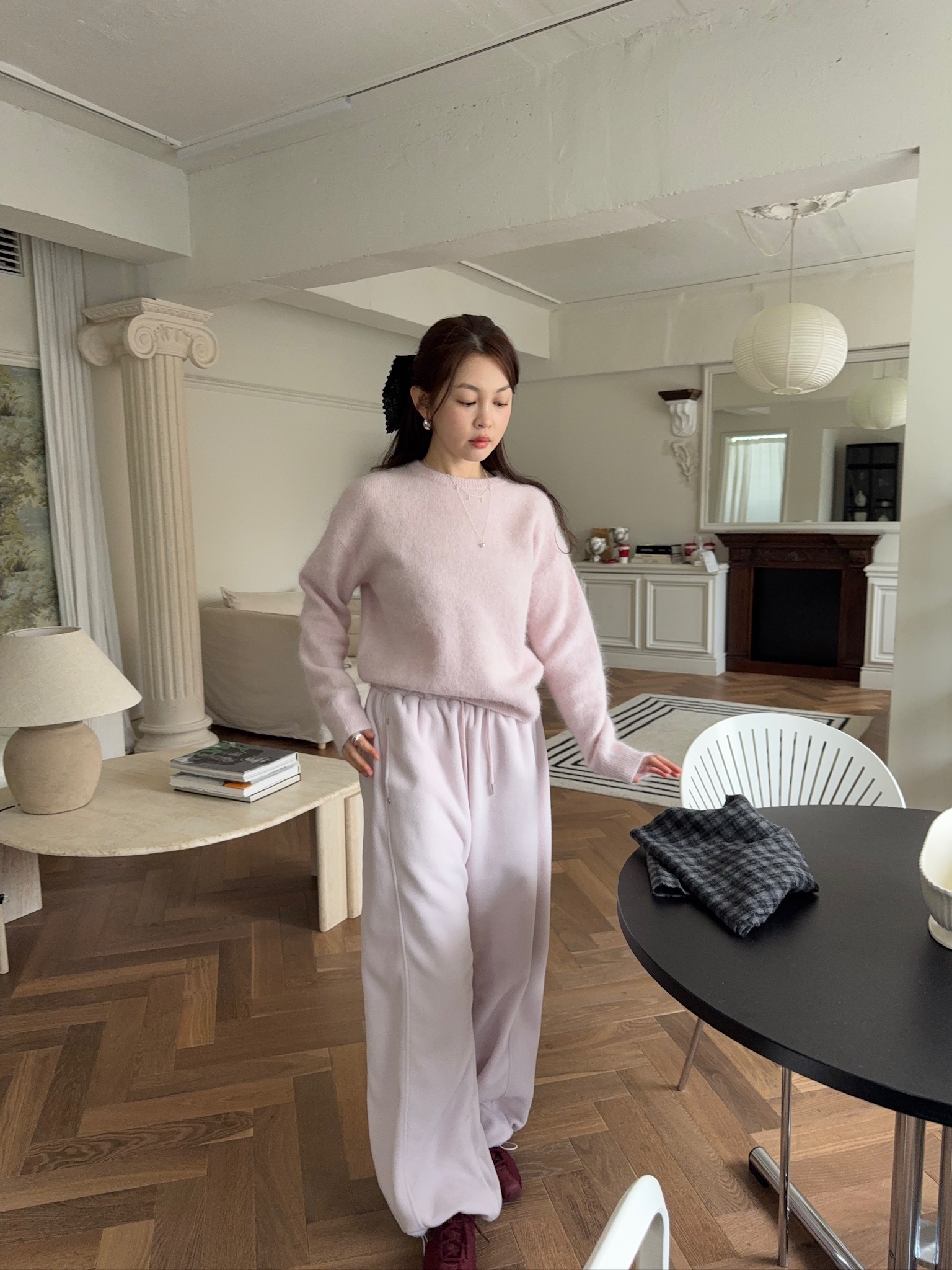 J04/ 軟呼呼磨毛縮口抽繩棉褲