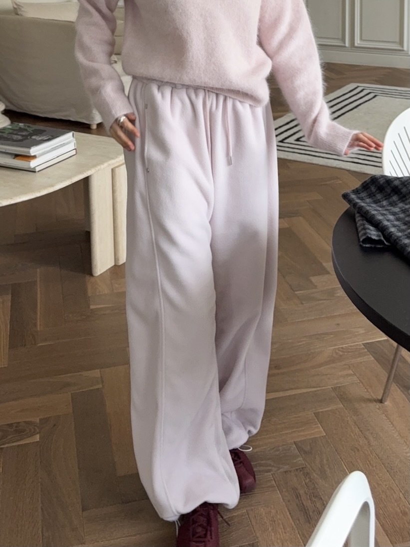 J04/ 軟呼呼磨毛縮口抽繩棉褲