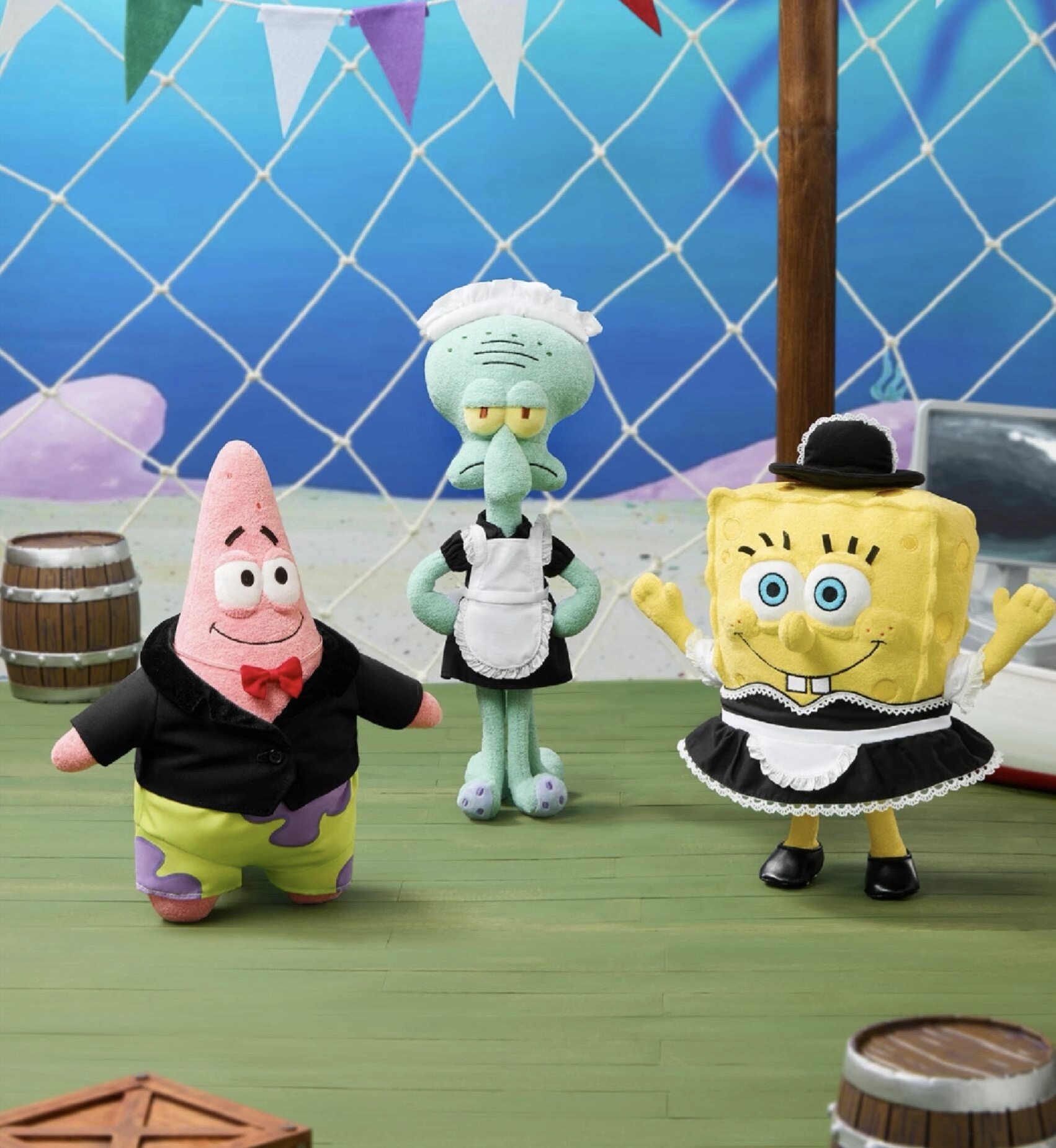 SPONGEBOB 海綿寶寶 正版授權 服務生系列 換裝毛絨公仔 可動公仔 海綿寶寶 派大星 章魚哥 佛雷德 (任買兩件7-11免運)/預購