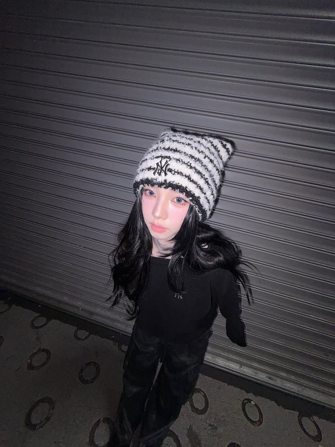 🇰🇷 MLB 貓耳帽 針織帽 毛帽 保暖 條紋 線條 劉知珉 Karina代言同款 / 預購